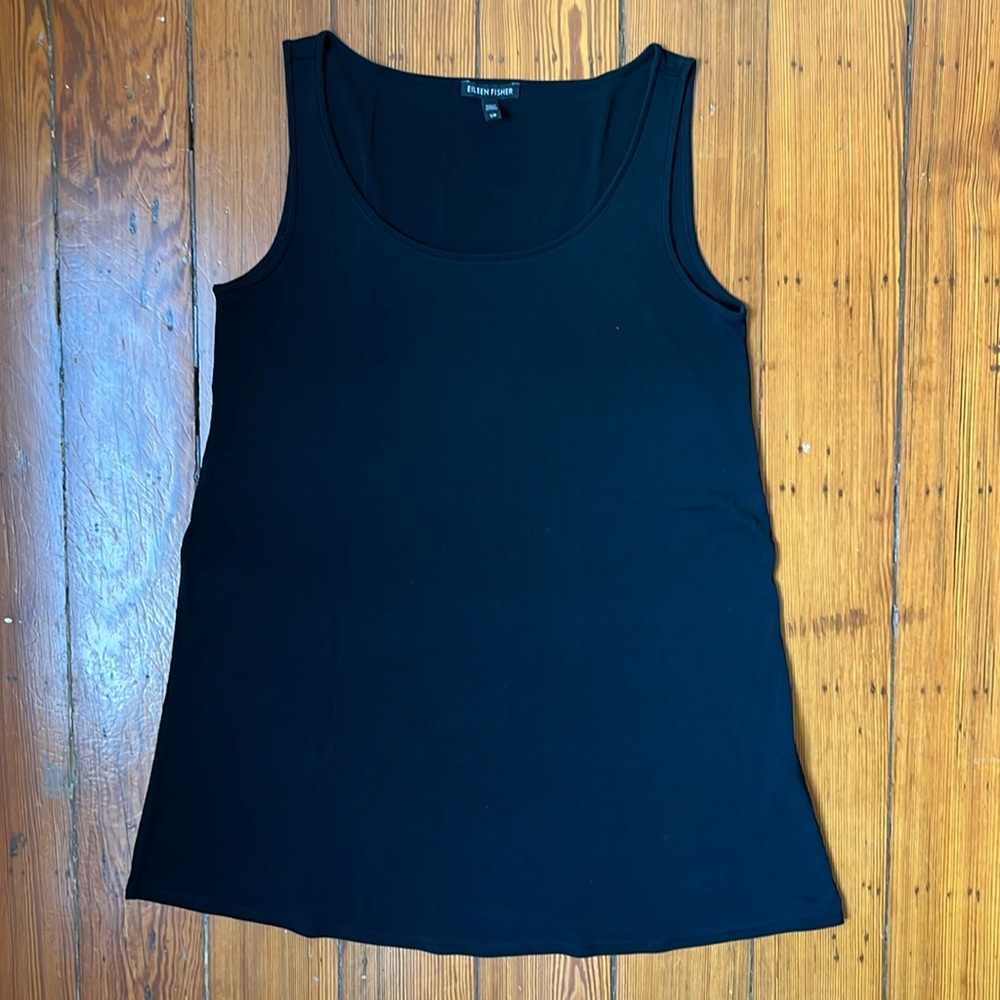 Eileen Fisher long silk tank in black | minimalist & chic